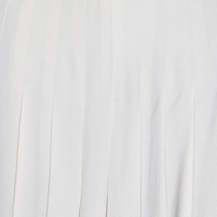 Pre Owned Ralph Lauren Off -White Pleated Silk Culottes S