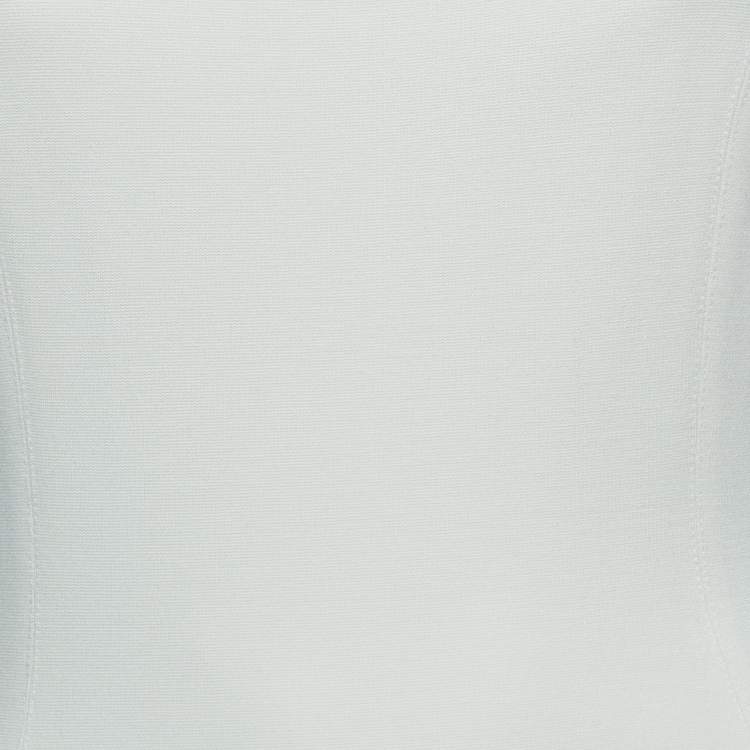 Pre Owned Ralph Lauren Cream Double Knit Leather T-Back Davyn Midi Dress S