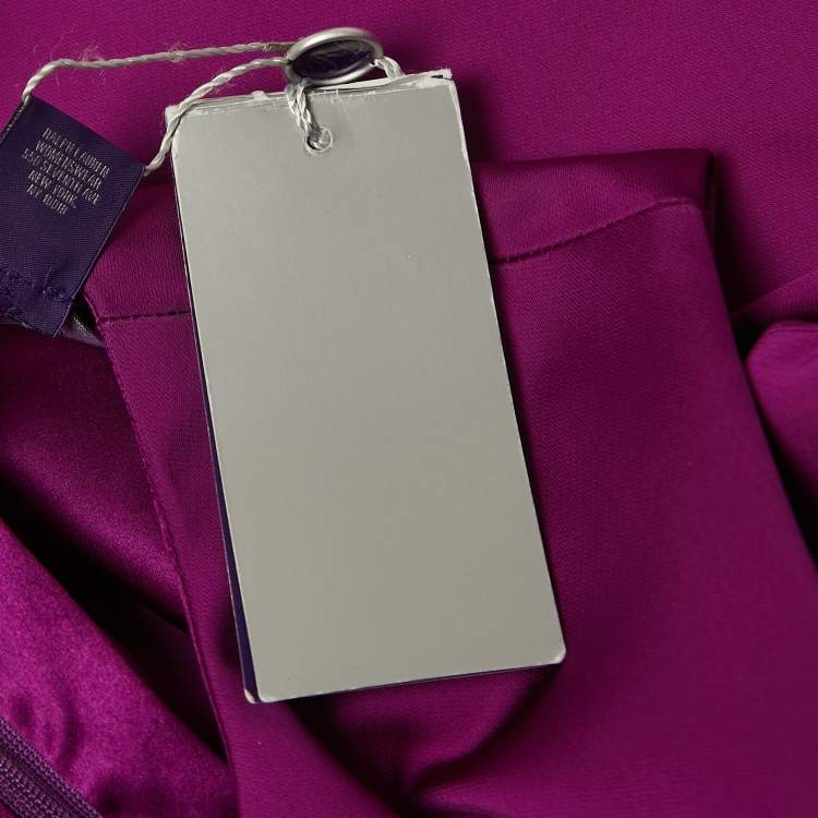 Pre Owned Ralph Lauren Purple Crepe Sleeveless Belted Cadence Dress M