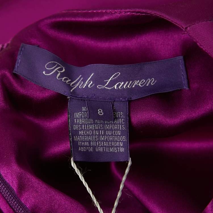 Pre Owned Ralph Lauren Purple Crepe Sleeveless Belted Cadence Dress M