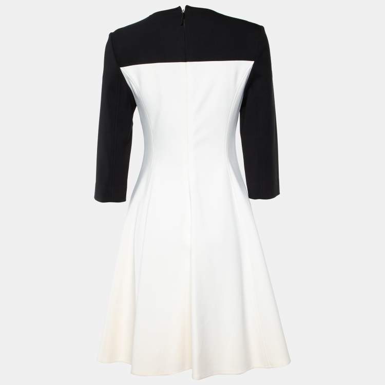 مملوكة مسبقًا Ralph Lauren Monochrome Wool Cady Knee Length Dress M