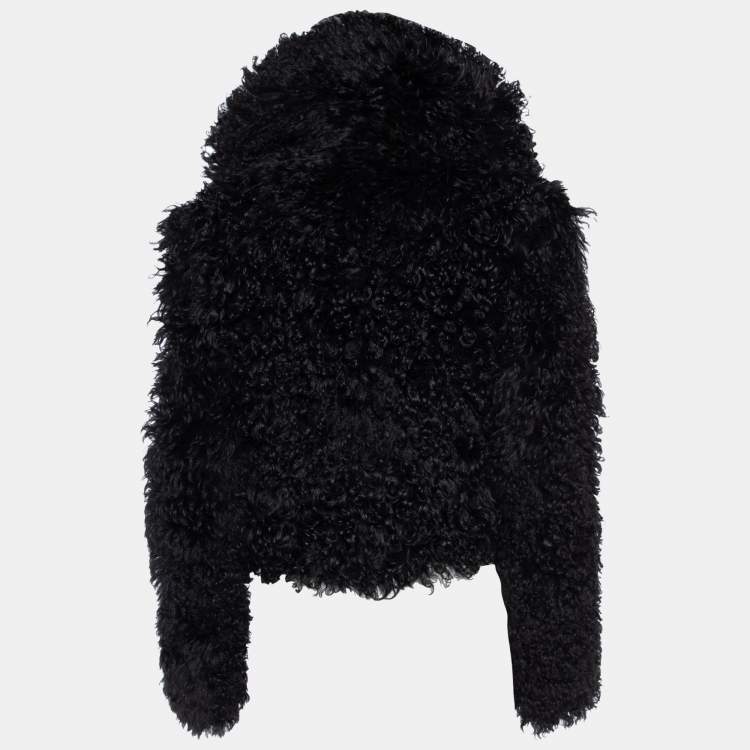 Pre Owned Ralph Lauren Black Shearling Cropped Jacket S