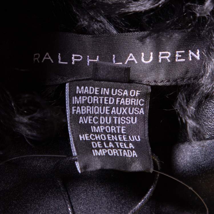 Pre Owned Ralph Lauren Black Shearling Cropped Jacket S