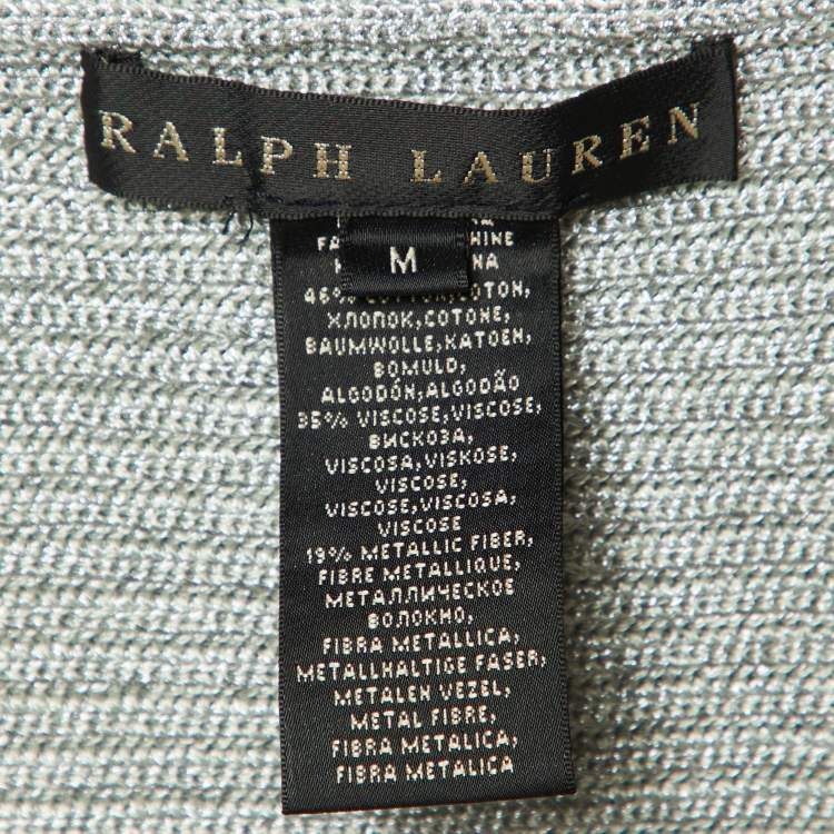 Pre Owned Ralph Lauren Silver Metallic Knit Circle Cardigan M