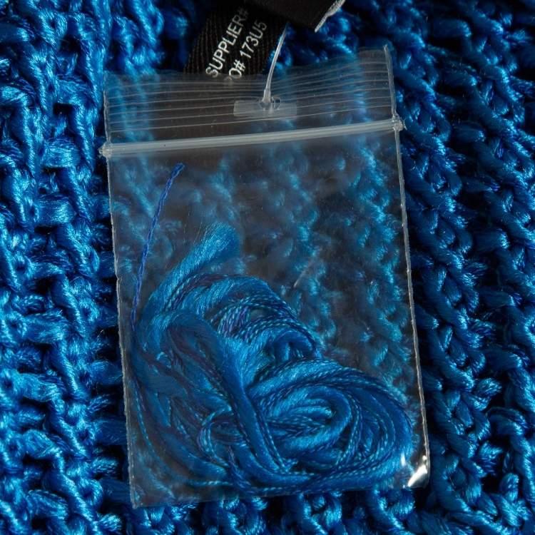Pre Owned Ralph Lauren Blue Silk Crochet Easy Tank Top M
