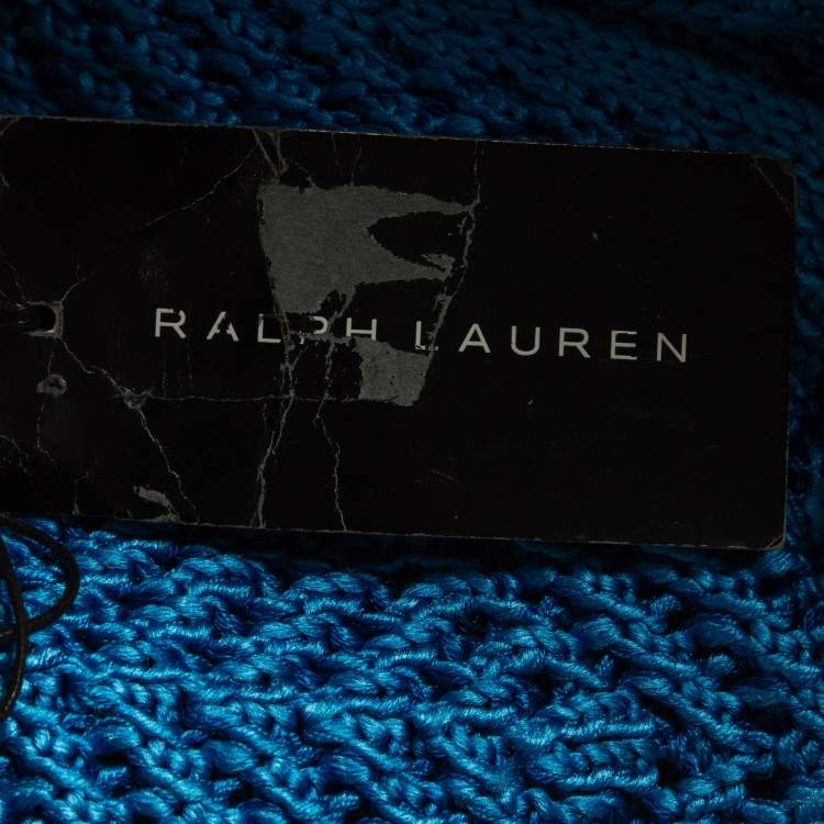 Pre Owned Ralph Lauren Blue Silk Crochet Easy Tank Top M