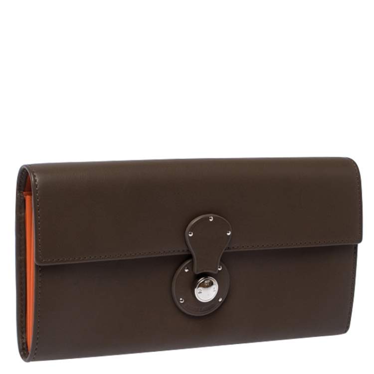 Pre Owned Ralph Lauren Dark Beige Soft Leather Ricky Continental Wallet