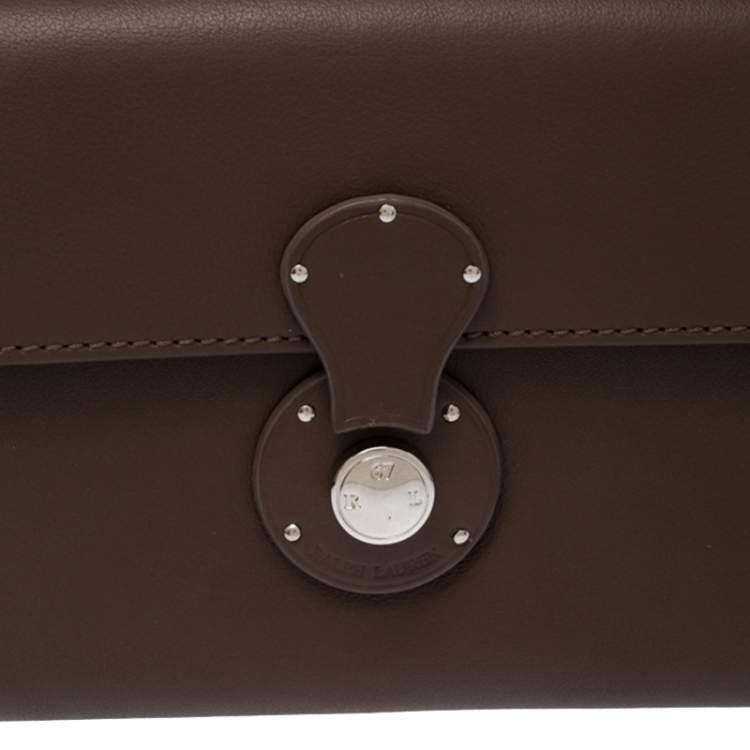 Pre Owned Ralph Lauren Dark Beige Soft Leather Ricky Continental Wallet