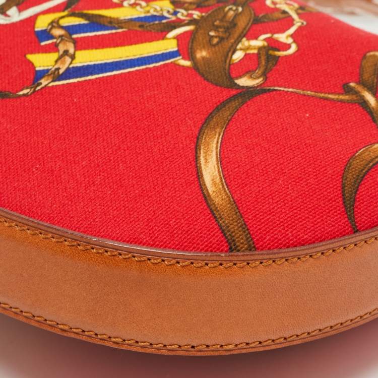 Pre Owned Ralph Lauren Red Printed Canvas and Leather Crossbody Bag