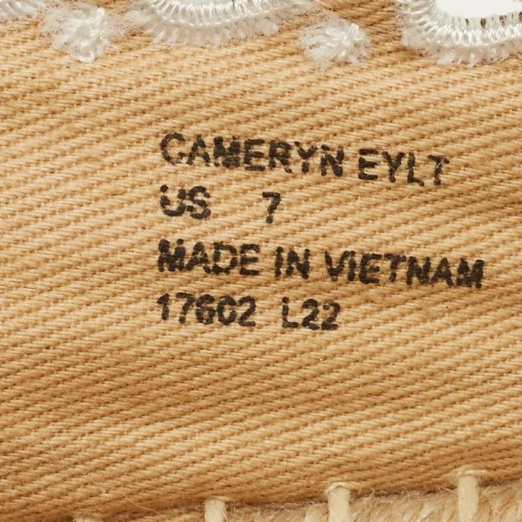 Pre Owned Ralph Lauren Cameryn Eylt Size 37 White Leather Espadrille Flats