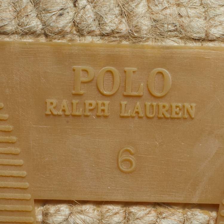 Pre Owned Polo Ralph Lauren Gingham Size 36.5 Blue/White Canvas Espadrille Flats