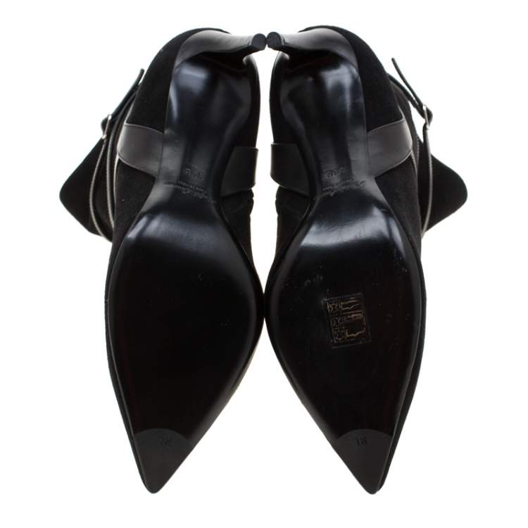 Pre Owned Ralph Lauren Black Suede Buckle Detail Ankle Boots Size 39