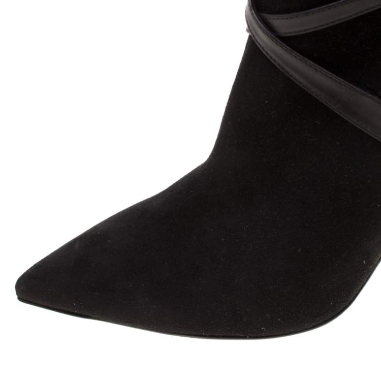 Pre Owned Ralph Lauren Black Suede Buckle Detail Ankle Boots Size 39
