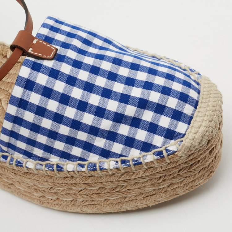 Pre Owned Ralph Lauren Tricolor Fabric And Leather Wedge Espadrilles Size 40