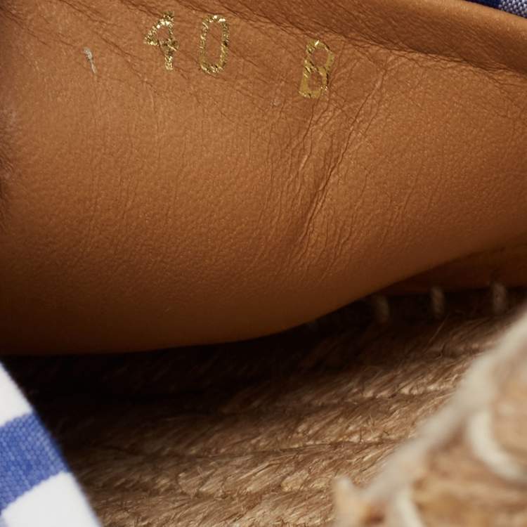 Pre Owned Ralph Lauren Tricolor Fabric And Leather Wedge Espadrilles Size 40