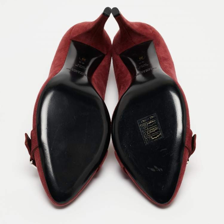 Pre Owned Ralph Lauren Burgundy Suede Pointed Toe Pumps Size 39