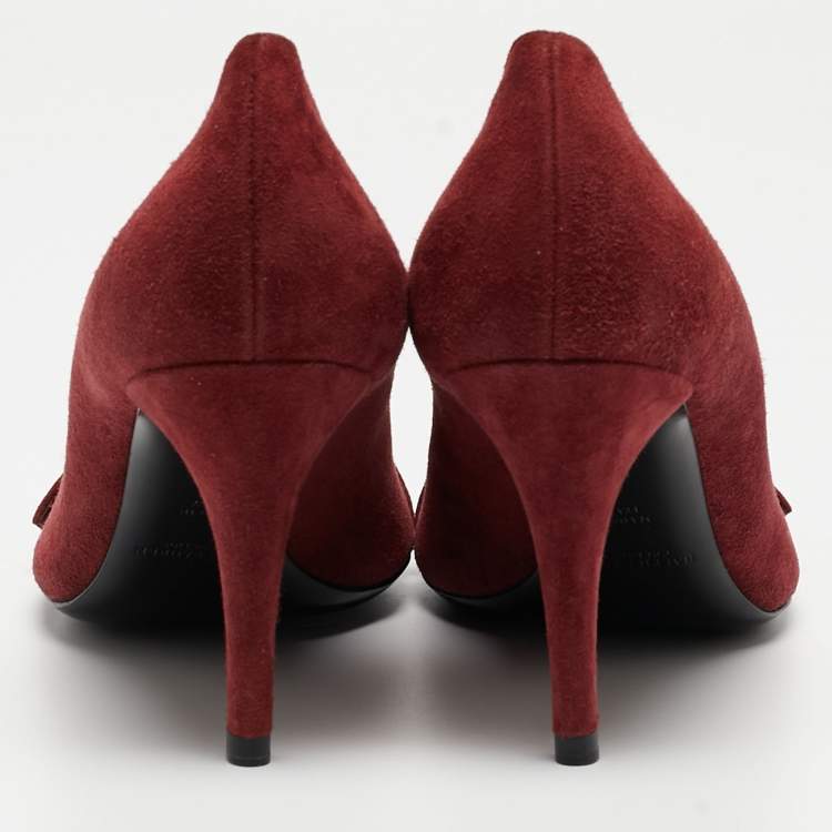 Pre Owned Ralph Lauren Burgundy Suede Pointed Toe Pumps Size 39