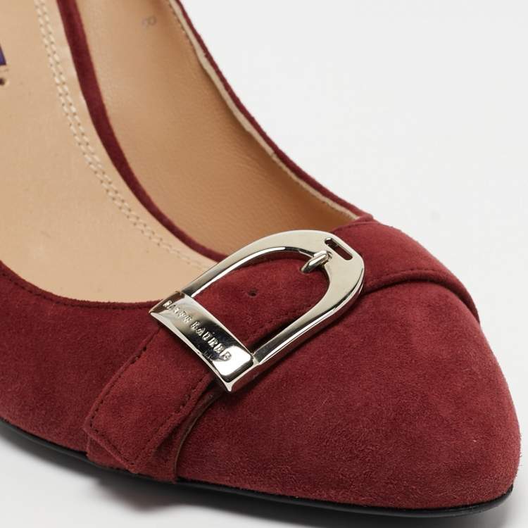 Pre Owned Ralph Lauren Burgundy Suede Pointed Toe Pumps Size 39