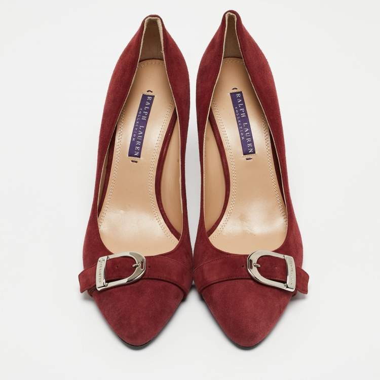 Pre Owned Ralph Lauren Burgundy Suede Pointed Toe Pumps Size 39
