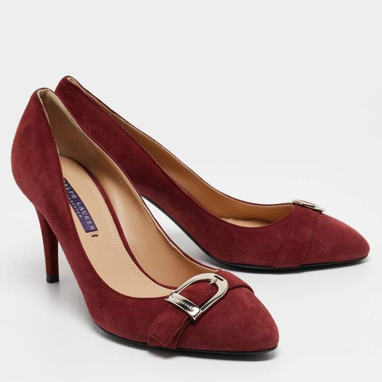 Pre Owned Ralph Lauren Burgundy Suede Pointed Toe Pumps Size 39