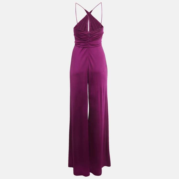 Pre Owned Ralph Lauren Purple Label Violet Jersey Strappy Jumpsuit S