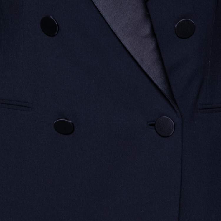 مملوكة مسبقًا Ralph Lauren Purple Label Navy Blue Wool Double Breasted Tuxedo Jacket M