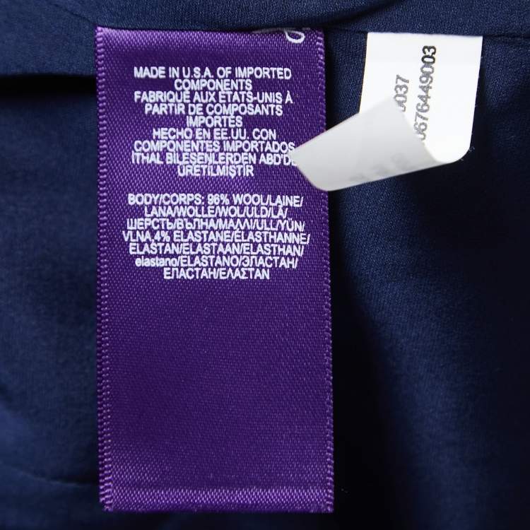 مملوكة مسبقًا Ralph Lauren Purple Label Navy Blue Open Cropped Blazer M
