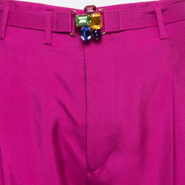 Pre Owned Ralph Lauren Purple Label Pink Silk Belted Trousers M