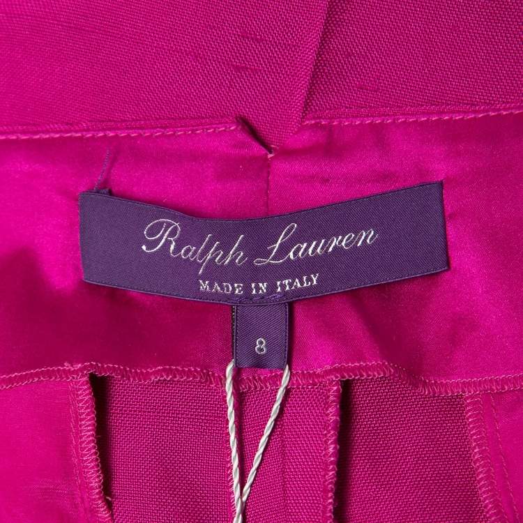 Pre Owned Ralph Lauren Purple Label Pink Silk Belted Trousers M