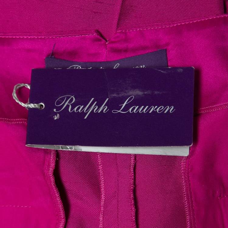 Pre Owned Ralph Lauren Purple Label Pink Silk Belted Trousers M