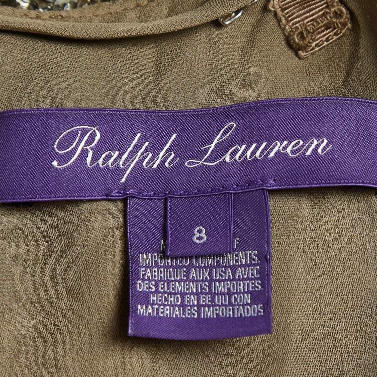 Pre Owned Ralph Lauren Purple Label Brown Sequin Maxi Slip Dress M