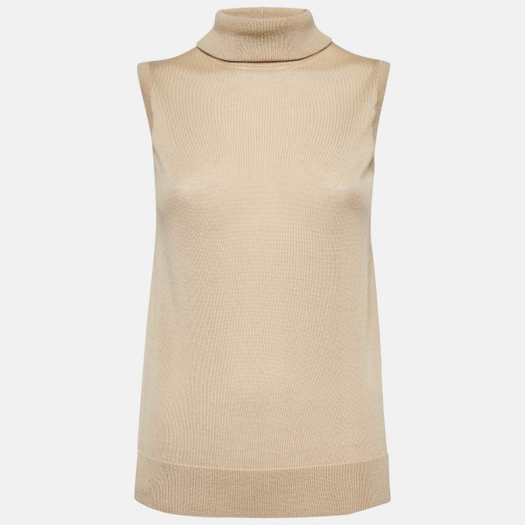 Pre Owned Ralph Lauren Purple Label Beige Cashmere Knit Sweater M