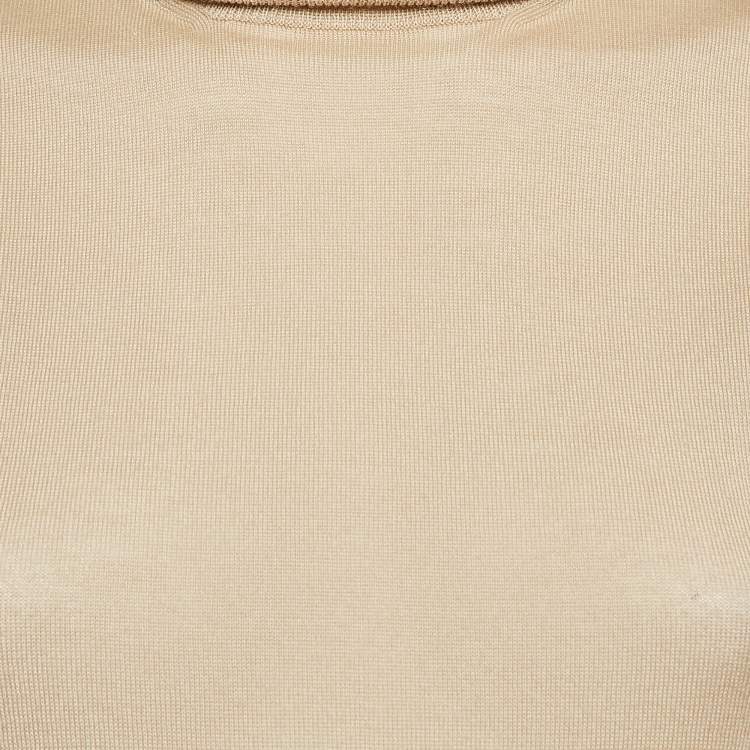 Pre Owned Ralph Lauren Purple Label Beige Cashmere Knit Sweater M
