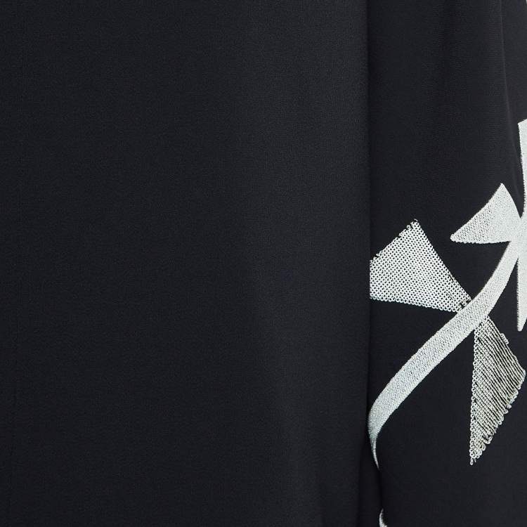 مملوكة مسبقًا Ralph Lauren Purple Label Black Embroidered Crepe Cape Blouse S
