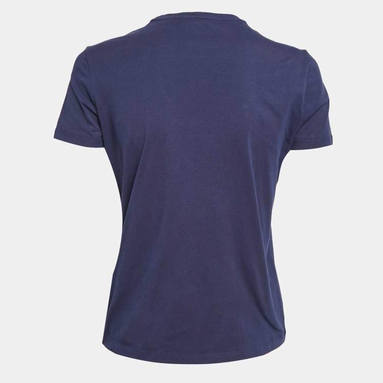 مملوكة مسبقًا Ralph Lauren Purple Label Navy Blue Teddy Applique Crew Neck T-Shirt S