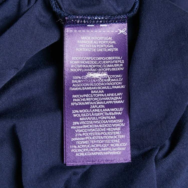 مملوكة مسبقًا Ralph Lauren Purple Label Navy Blue Teddy Applique Crew Neck T-Shirt S