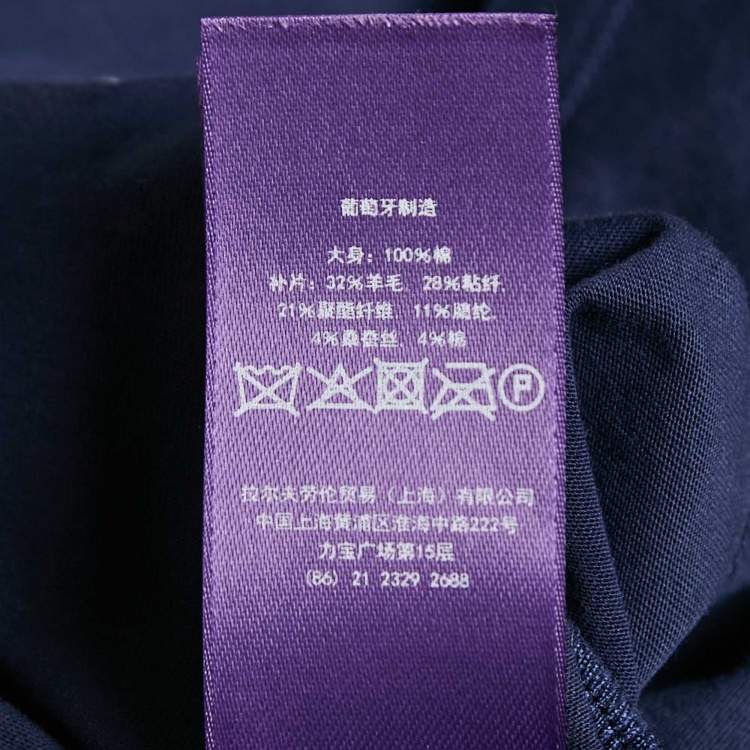 مملوكة مسبقًا Ralph Lauren Purple Label Navy Blue Teddy Applique Crew Neck T-Shirt S