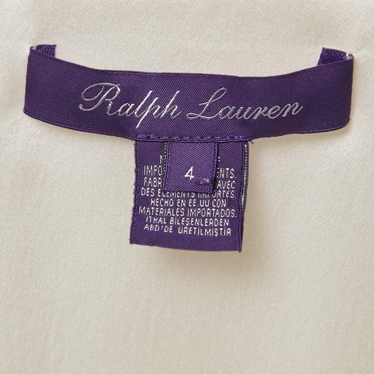 Pre Owned Ralph Lauren Purple Label Ivory Embroidered Organza Silk Ruffled Maxi Skirt S