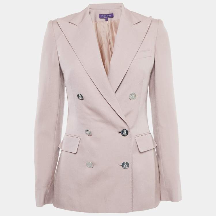 Pre Owned Ralph Lauren Purple Label Dusty Pink Cashmere Double Breasted Blazer S