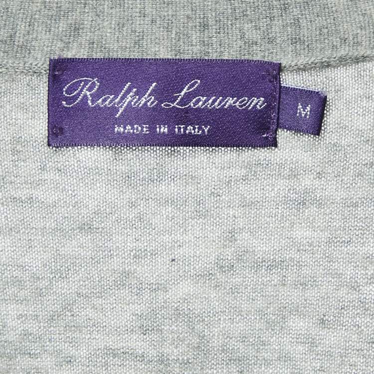 Pre Owned Ralph Lauren Purple Label Grey Cashmere Button Front Cardigan M