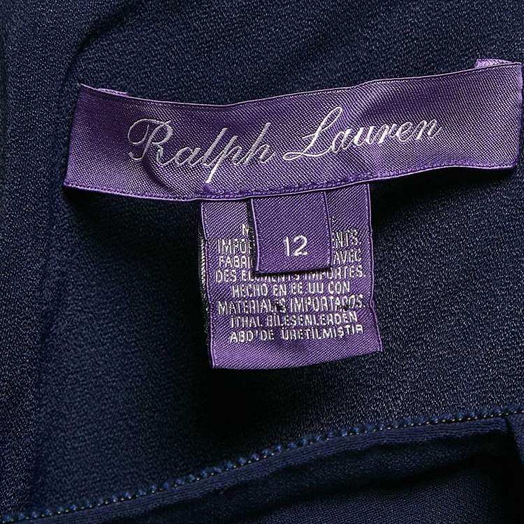 Pre Owned Ralph Lauren Purple Label  Crepe Drape Style Midi Skirt L
