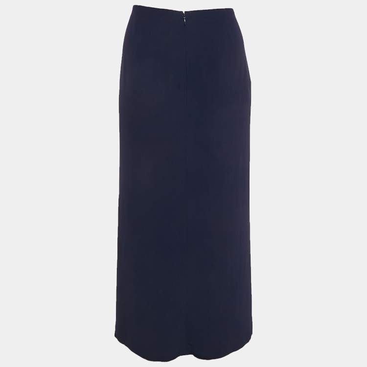 Pre Owned Ralph Lauren Purple Label  Crepe Drape Style Midi Skirt L