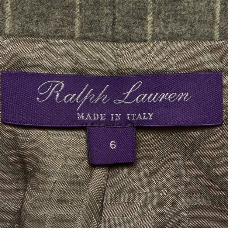 Pre Owned Ralph Lauren Purple Label Grey Helene Chalk-Stripe Wool Flannel Jacket M