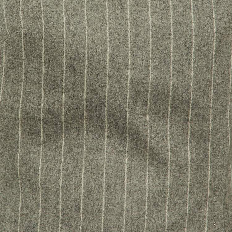 Pre Owned Ralph Lauren Purple Label Grey Helene Chalk-Stripe Wool Flannel Jacket M
