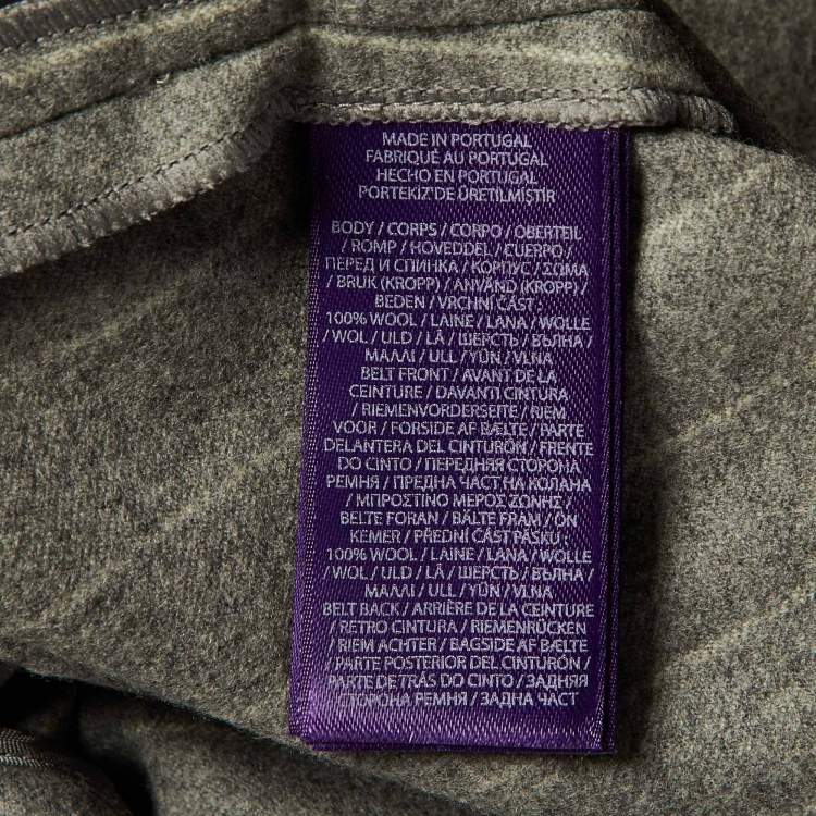 Pre Owned Ralph Lauren Grey Striped Wool Belted Formal Trousers S