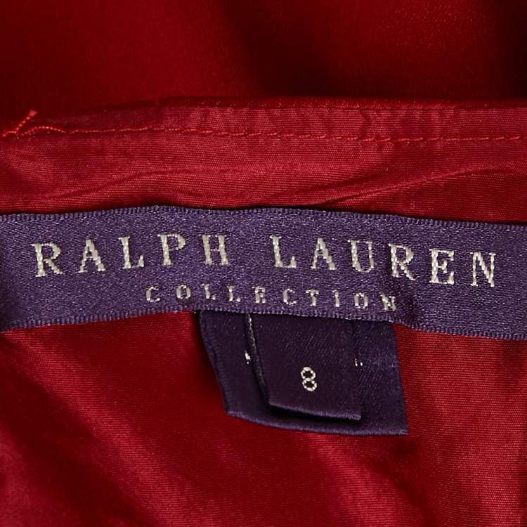 Pre Owned Ralph Lauren Purple Label Red Satin Silk Short Sleeveless Dress M