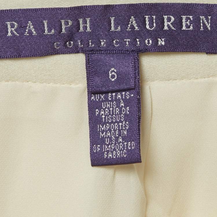 Pre Owned Ralph Lauren Purple Label Off-White Silk Blend Pleated Culottes M