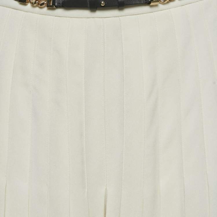 Pre Owned Ralph Lauren Purple Label Off-White Silk Blend Pleated Culottes M