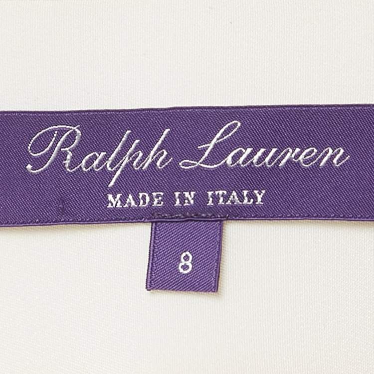 Pre Owned Ralph Lauren Purple Label Off-White Silk Button Front Shirt M
