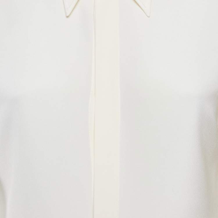 Pre Owned Ralph Lauren Purple Label Off-White Silk Button Front Shirt M
